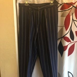 Women Blue Pinstriped Pants